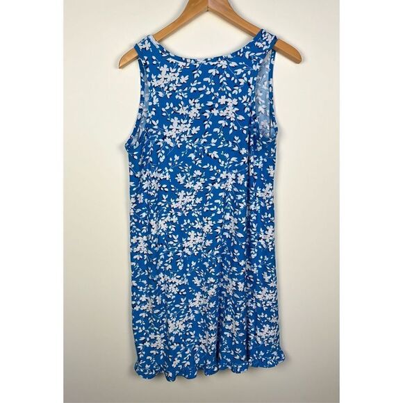 Draper James Sleeveless Tank Dress Ruffle Hem Blue White Floral Print size S / M - Picture 3 of 11